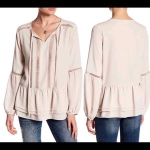 Pleione Brand New Peasant Front Tie Blouse